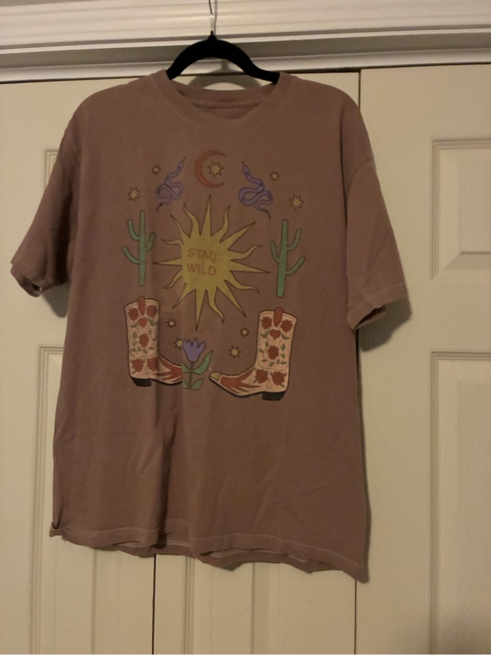 Mauve 'Stay Wild' Graphic T-Shirt and Jumpsuit